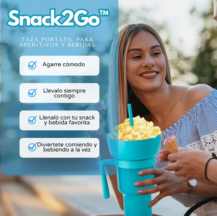 Snack2Go™ - Taza Portátil para Aperitivos y Bebidas, Taza 2 en 1